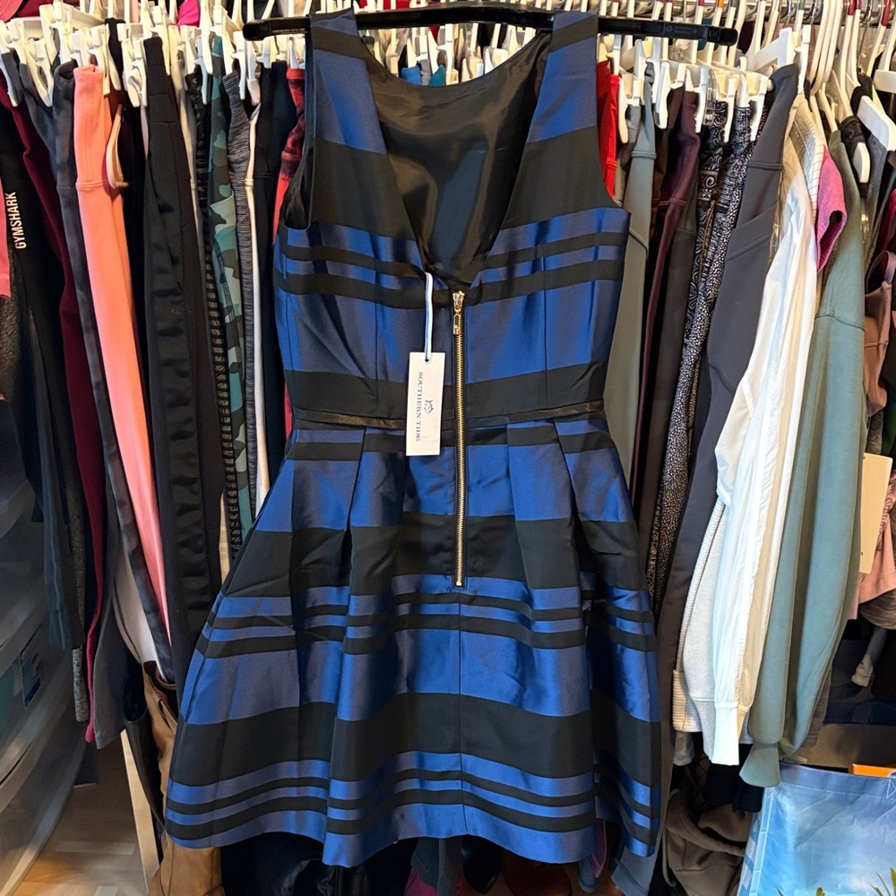 Southern Tide Blue and Black Backless Dress